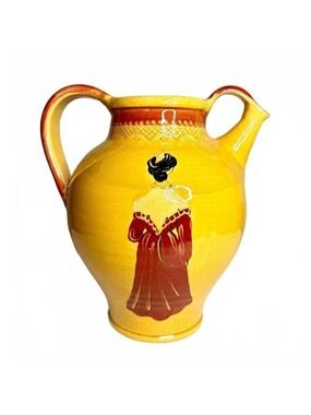 Vintage Terre de Provence Souleo French Pitcher – Hand-Painted Ceramic Jug – 12"